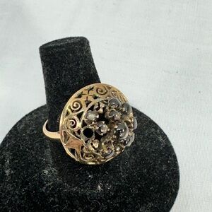 Antique 14K Gold Scroll Cluster Dome Ring 4.1 Grams T.G Sz 6.5